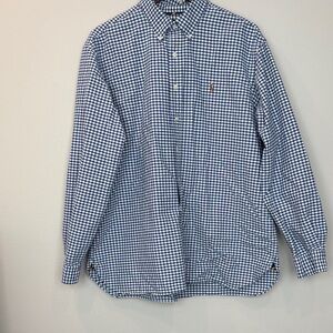 Ralph Lauren Blue and White Checkered Men's Shirt